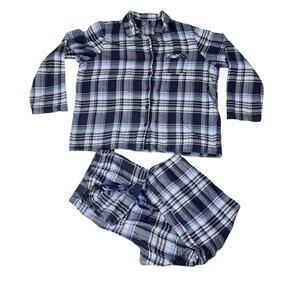Croft & Barrow 2 pc Flannel Pajamas Woman XXL Button Top Drawstring Elas Waist